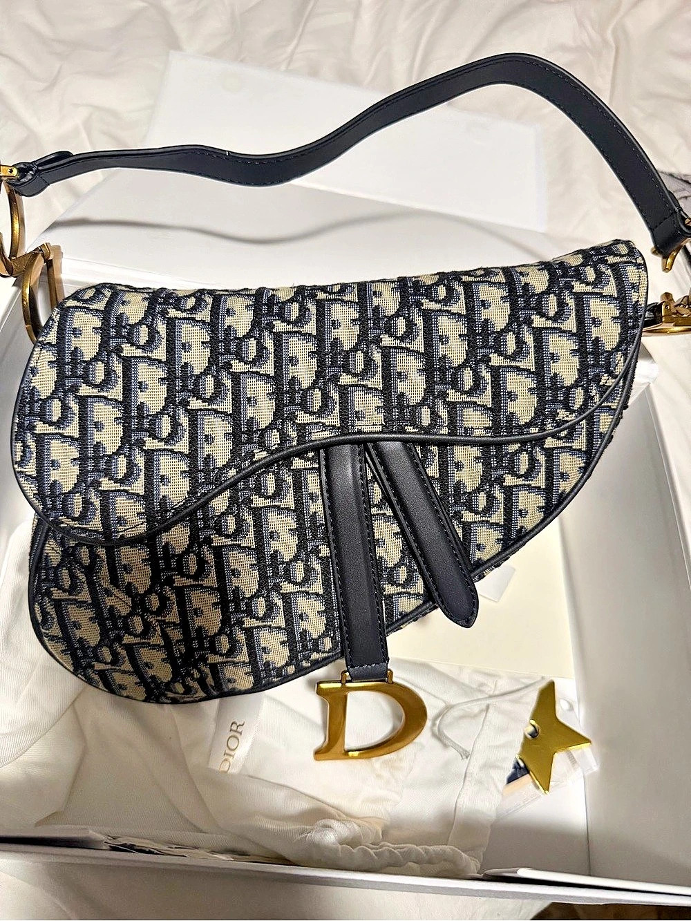 Dior Saddle Bag Crossbody in Blue & Black